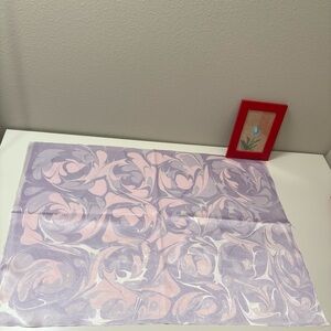 Handmade Turkish Ebru (Water Marbling) Art on Satin Fabric, 27x19.5in, NWOT